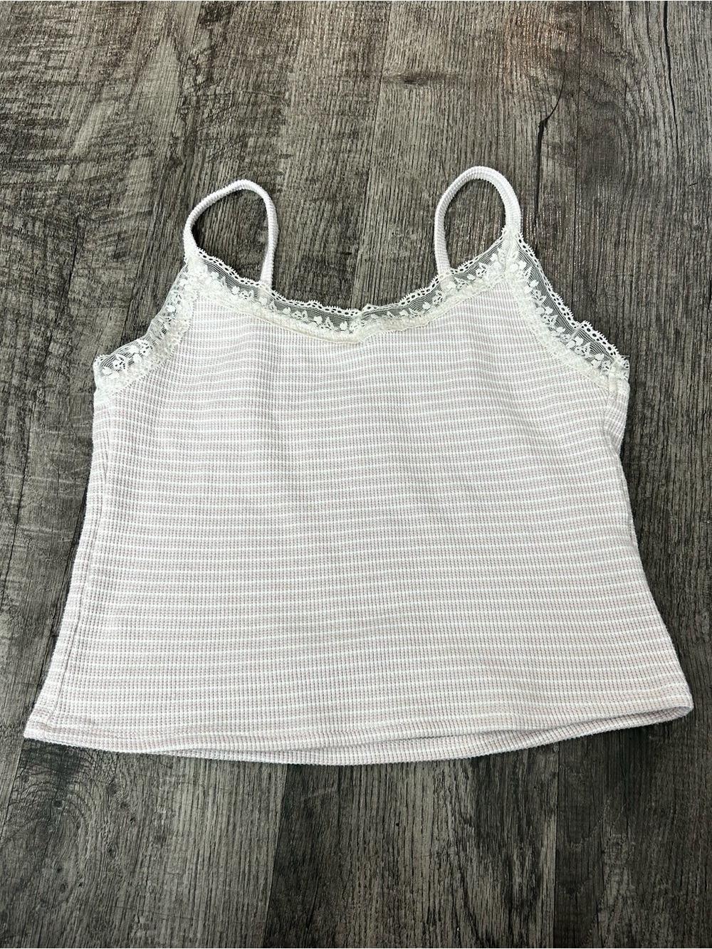 Gilly Hicks Light Pink Ribbed Lace-Trim Camisole